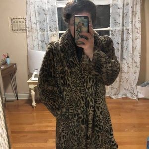 Leopard cheetah faux fur coat